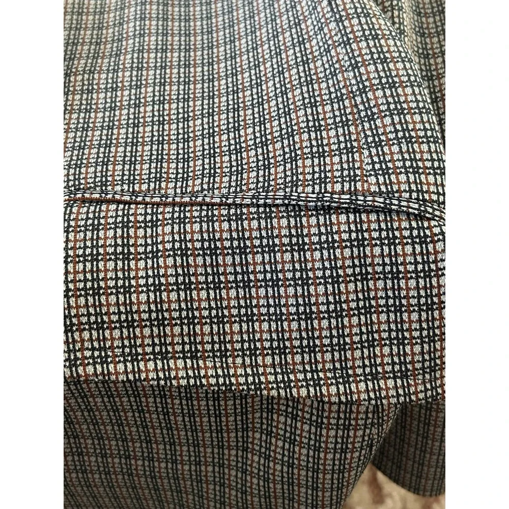 Vtg 70s Blue Gray Maroon Plaid Double Knit Golf Sport Coat Jacket Blazer 40 L